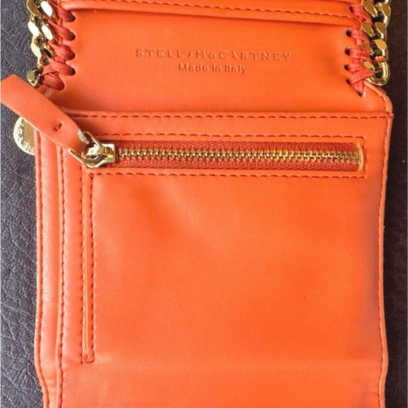 Stella McCartney Falabella Orange flap vegan wallet with Gold Chain - Picture 10 of 16